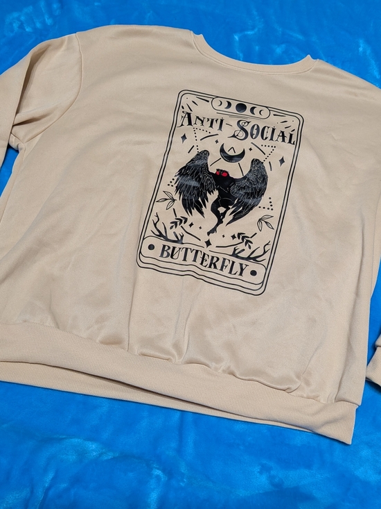 SHEIN Tops - 🦋🌙 Cryptid Cozy: Anti-Social Fleece Sweatshirt 🌙🦋